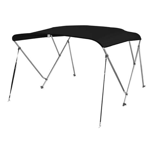 Extra Long 3 Bow 1.7m-1.9m Bimini Top Boat Canopy Cover + Rear Poles & Sock Black