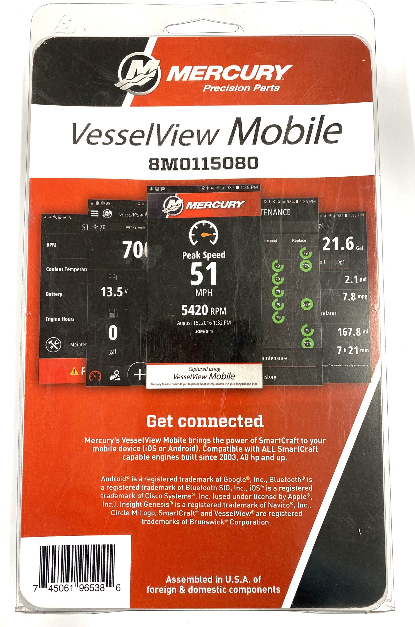 New OEM Mercury Vessel View Mobile Kit 8M0115080/8M0157078 - iOS or Android