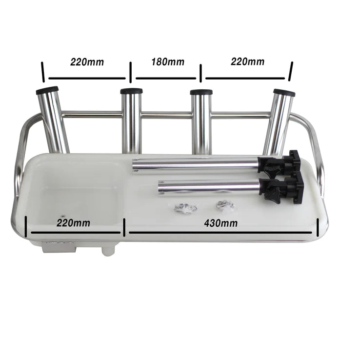 Deluxe Bait Board - 4 Rod Holders - 2 Mounts