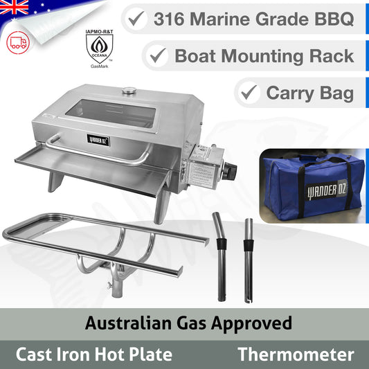 316 Marine Grade Portable BBQ - COMPLETE SET - Mounting Rack, Bag