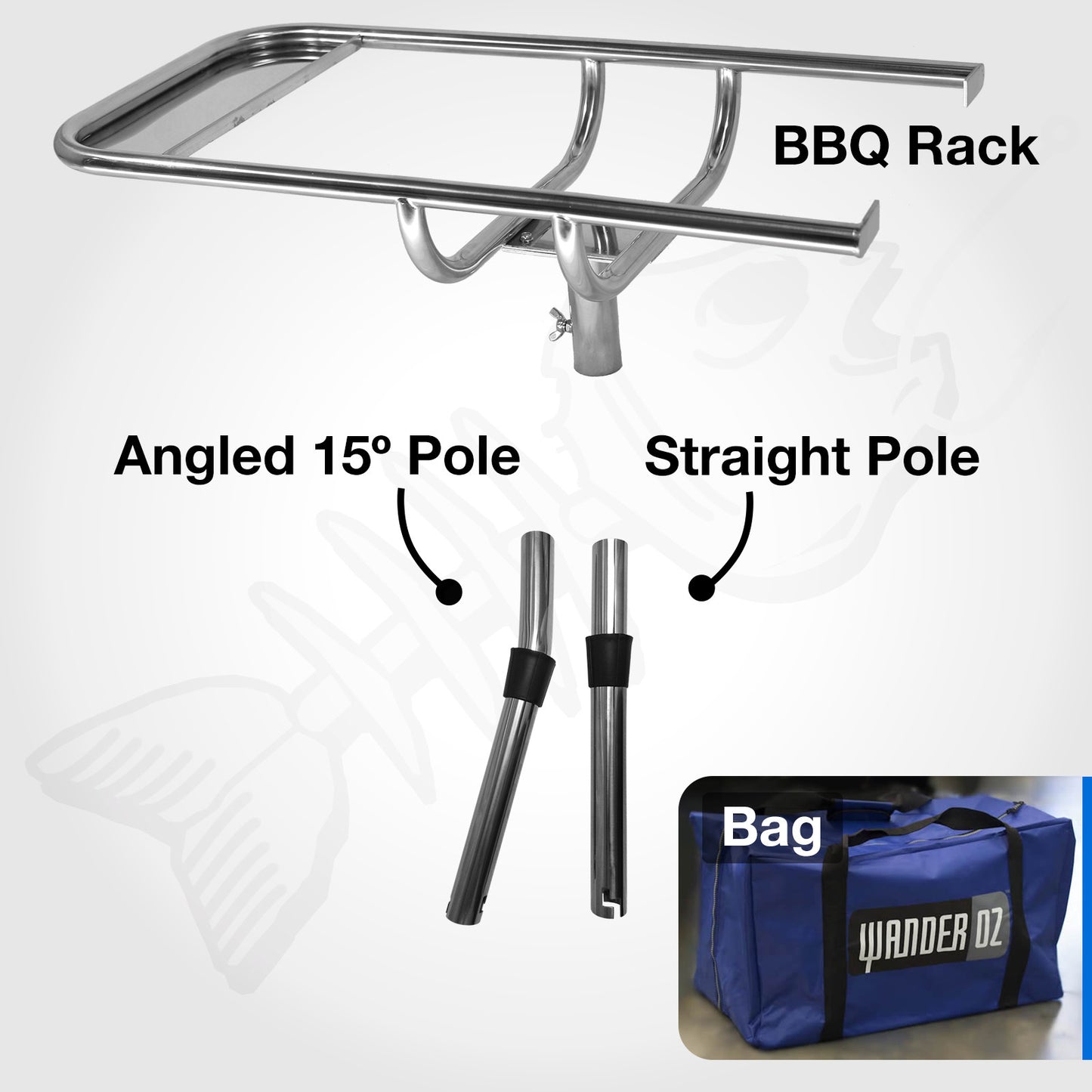 316 Marine Grade Portable BBQ - COMPLETE SET - Mounting Rack, Bag