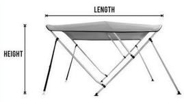 3 Bow Bimini Top Boat Canopy - complete kit